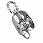 Mame Swivel Block (Double Stainless Steel Cast Sheave with Eye), 25 x 12mm (Width), Grade 316, 41279