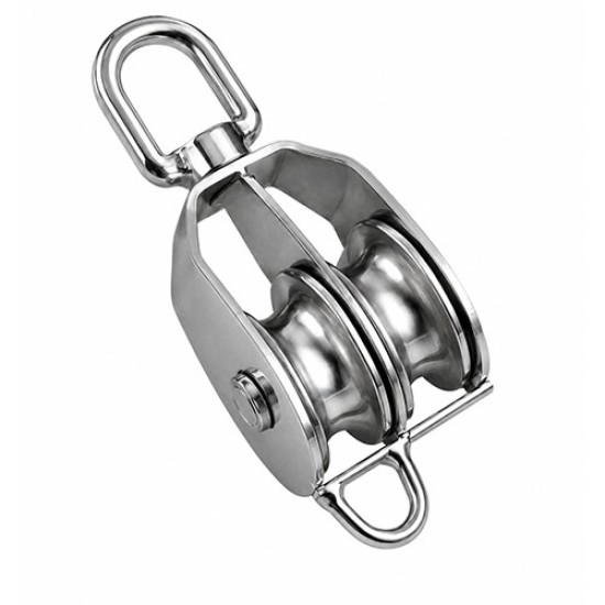 Mame Swivel Block (Double Stainless Steel Cast Sheave with Eye), 50 x 15mm (Width), Grade 316, 41281