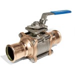 3 Pce Ball Valve 54mm CuNi 16 Bar w/ Green FKM O-Ring Marinepres