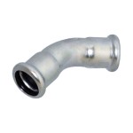 Elbow 45° FF 35 mm 316L w/ Black EPDM O-Ring Inoxpres