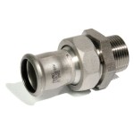 Male Union Con  1/2"x15mm 316L BSPT Thread w/ Black EPDM O-Ring Inoxpres