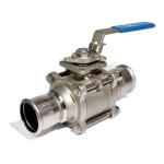 3 Pce Ball Valve 15 mm 316L 16 Bar w/ Black EPDM O-Ring Inoxpres