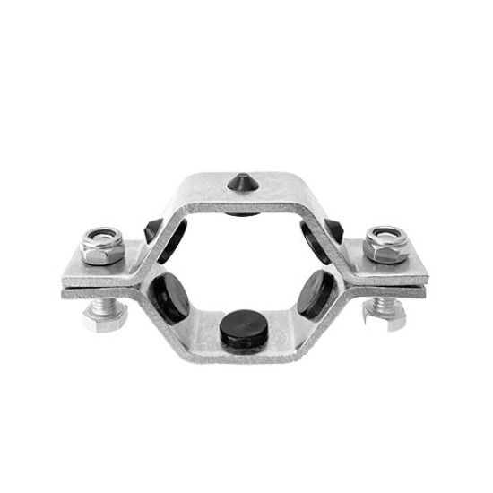 Double Bolted  Hex Clamp 129mm, Grade  304 (for Round Tube) Poly Insert  25 x 4MM - M8