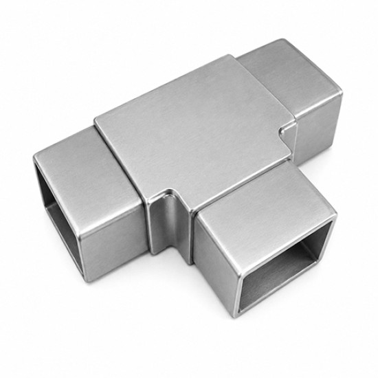 Square Tube Equal Tee 51mm, 316, Mirror Finish 