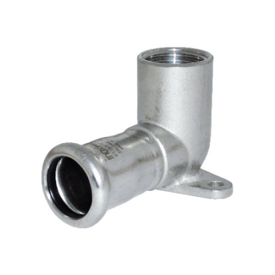 Wall Plate Elbow 90D F W  ¾" X 22 mm , 316L With Black EPDM O-RING, BSPP  -  185304022